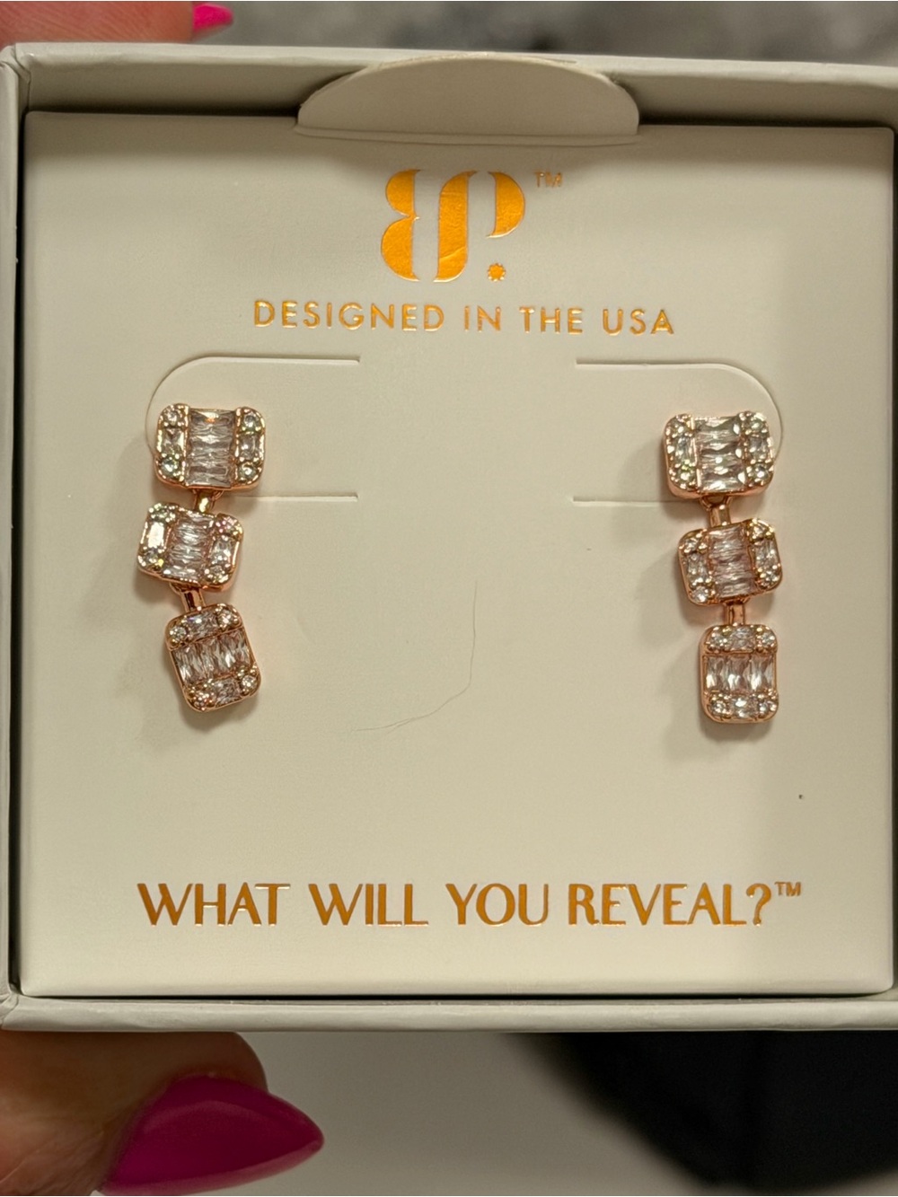 Bomb Party NWT! Rose Gold CZ Earrings “ The Elodie Luxe”